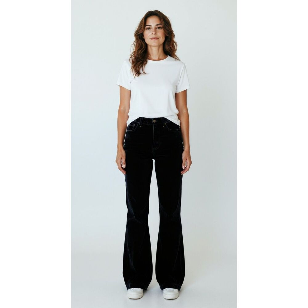 Kiko Comfortable Wide Leg Pants Size S  Black Velvet New Vintage #153